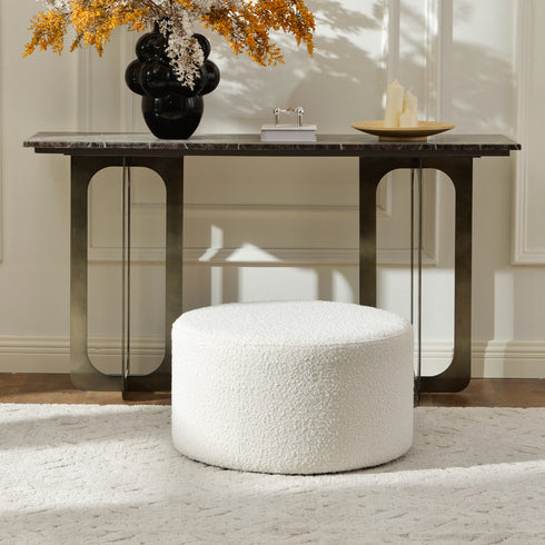 Elof Bouclé Ottoman - Comfortable Ottoman | Modern Pouf | Kinwell Furniture | Living Room Ottomans